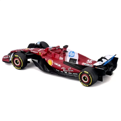 Vista 4 de Bburago 1:64 Scale Race Formula Ferrari SF-25 (2025) Vehículo fundido a presión, Leclerc #16