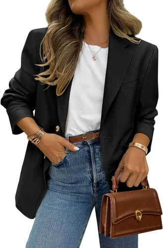 Vista 22 de PRETTYGARDEN Blazers 2026 para mujer casual de negocios Caqui oscuro