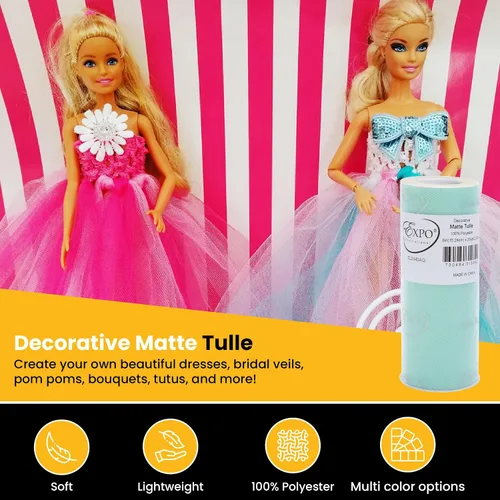 Vista 5 de Expo International Tul mate decorativo, tela de tul de poliéster ligero para tutús, disfraces y decoraciones de fiestas, lavable, fácil de usar, 6