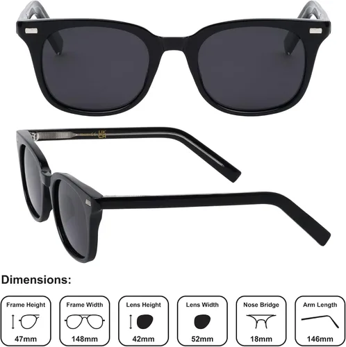 Vista 5 de Alexo - Gafas de sol polarizadas UV400 marco de policarbonato con patillas de acetato retro unisex