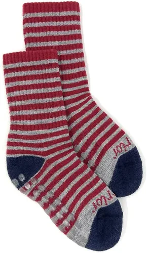 Vista 6 de WARRIOR ALPACA SOCKS - Niños Comfort Acolchado Retro Mini-Stripe Quarter Crew - Unisex con Apliques Antideslizantes