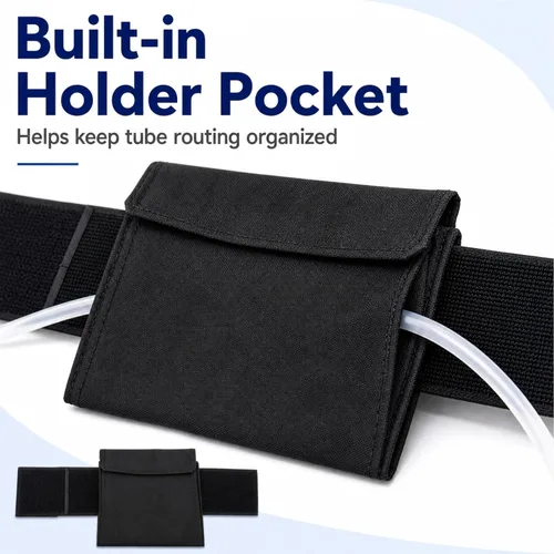 Vista 4 de Cinturón de soporte de tubo G, cinturón de diálisis peritoneal para accesorios de tubo de alimentación Peg/G/J, suministros para pacientes con Black