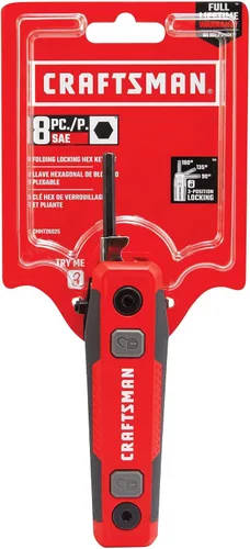 Vista 5 de CRAFTSMAN Juego de llaves hexagonales, SAE, bloqueo plegable de 8 piezas (CMHT26025)