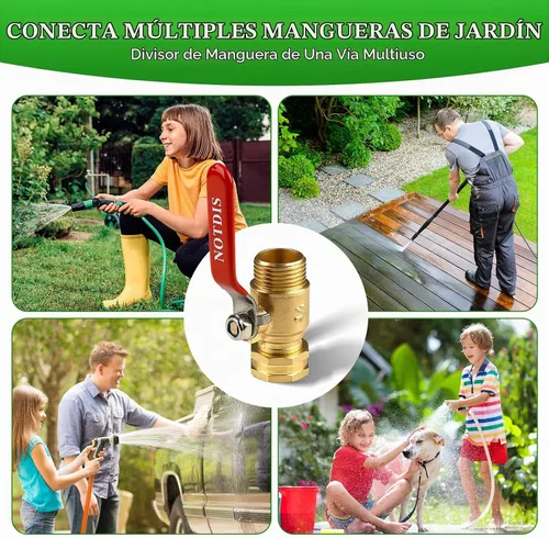 Vista 6 de Válvula de cierre de manguera de jardín de latón con diseño de flujo completo - Conector GHT de servicio pesado de 3/4", mango de acero inoxidable