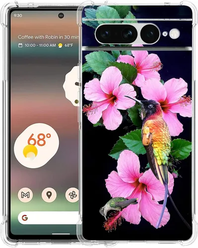 Vista 19 de Pixel 7 Pro - Funda protectora de poliuretano termoplástico resistente a los arañazos y a prueba de golpes con diseño de mandala de pavo real