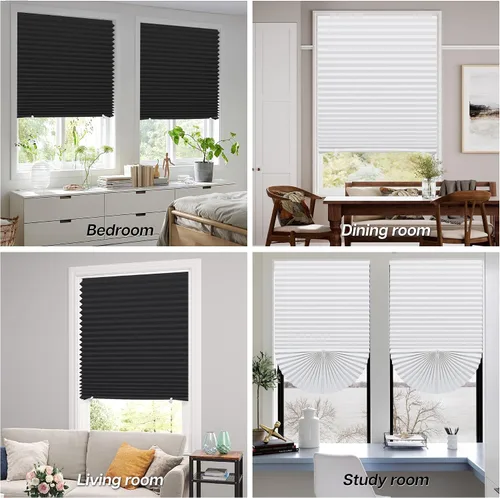 Vista 6 de LazBlinds Blackou - Persianas de papel plisadas sin herramientas, sin necesidad de taladro, cortadas a medida, para ventanas, temporales