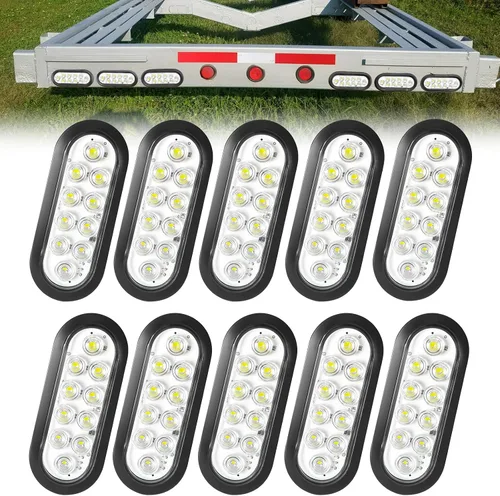 Vista 24 de 2 luces LED ámbar ovaladas para remolque, 6 pulgadas, luces LED ovaladas de parada, intermitentes, luces de freno de remolque lateral, lámpara de 2