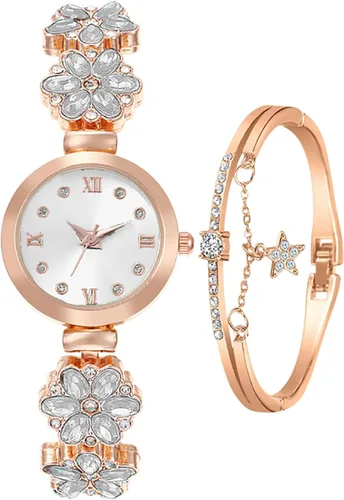 Vista 6 de ADSBIAOYE Reloj de pulsera para mujer, artículo de moda, reloj de cuarzo impermeable con forma de flor