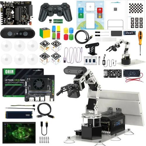 Vista 16 de Yahboom 6DOF Kit de brazo robótico de programación 3D, agarre adaptativo 3D, inteligencia incorporada, modelo de IA grande para ingenieros mecánicos