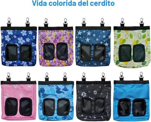 Vista 7 de RIOUSSI Comedero de heno para conejillos de indias, bolsa de alimentación Azul (Blueflower)