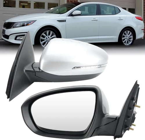 Vista 19 de Espejo lateral del conductor compatible con espejos Kia Optima 2011 2012 2013 con luz intermitente, vidrio eléctrico, plegado manual, repuesto Negro