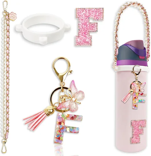 Vista 65 de Letter Handle Strap Accessories with Cute Initial Charm Compatible with Owala Water Bottle 24oz 32oz 40oz Owala Kids