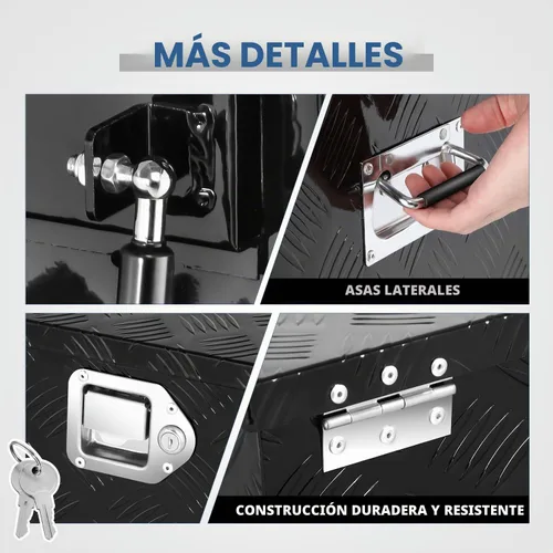 Vista 7 de Caja de herramientas de placa de diamante de aluminio resistente para cama de camioneta pickup, remolque RV, caja de herramientas impermeable