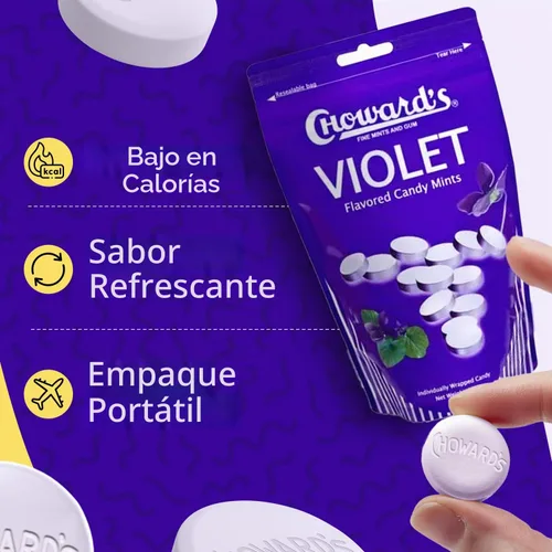 Vista 5 de Choward's Bolsa de dulces Violet Mints Sabor aromático audaz Perfecto para viajes, compartir y regalar Caramelos nostálgicos vintage Bolsa