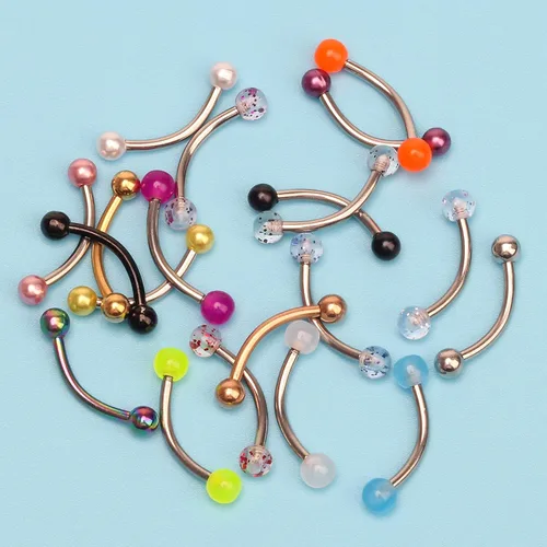 Vista 6 de CrazyPiercing 20 anillos para cejas de acero quirúrgico de 056oz con forma de piercing de 0394in de longitud
