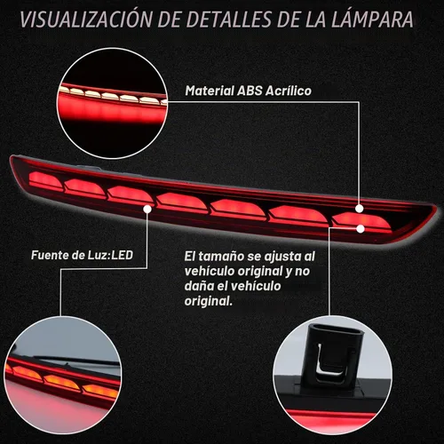 Vista 2 de Reflectores LED rojos para parachoques trasero, luces antiniebla, de freno, de cola, de señal de giro, plug and play, compatibles con Honda CIVIC