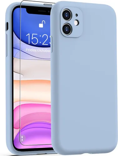 Vista 60 de DEENAKIN Funda de silicona compatible con iPhone 12 con protector de pantalla, mejora la protección de la cámara, funda protectora suave y flexible