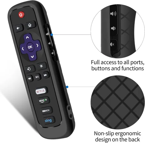 Vista 6 de Funda para mando a distancia Roku, cubierta de batería para TCL Smart TV Steaming Stick, funda protectora de silicona para control remoto universal