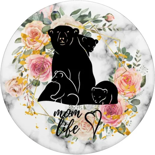 Vista 3 de Mama Bear Of Three Little Ones Rosa Acuarela Floral PopSockets PopSockets intercambiables PopGrip