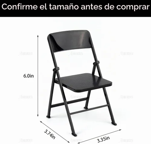 Vista 2 de AUEAR, 12" sillas plegables de plástico decoración negro escala 1/6