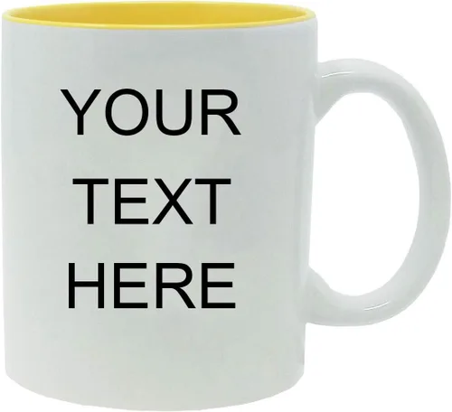 Vista 4 de Taza de café personalizada de cerámica blanca de 11 onzas, personalizable, color negro
