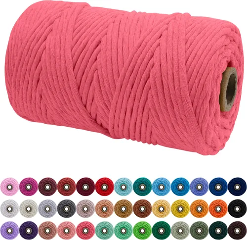 Vista 75 de JeogYong Cordón de macramé de un solo hilo 3 mm x 109 yardas (328 pies) Cuerda de algodón suave Hilo de macramé de 3 mm, suministros de macramé