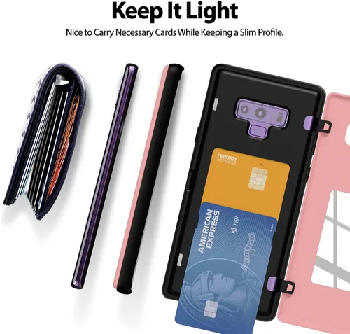 Vista 6 de GOOSPERY - Parachoques magnético para puerta compatible con Galaxy Note 9, funda tipo billetera con tarjetero, cierre automático por imán, funda