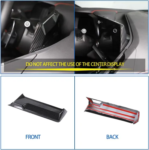Vista 4 de Cubierta trasera de pantalla de navegación de consola central compatible con Chevrolet Corvette C8 Stingray 2020-2024, accesorios de cubierta