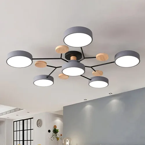 Vista 16 de Lámpara de techo LED regulable, lámpara de techo moderna de 9 pulgadas, montaje empotrado, de madera, de 12 W, lámpara blanca para sala de estar