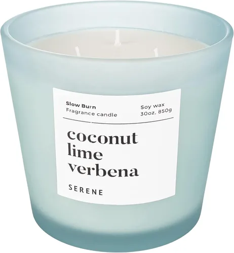 Vista 10 de Hidden Label Serene Collection - Vela perfumada grande, madera ámbar y jazmín, vela enorme de 30 onzas con 3 mechas, velas de soja natural