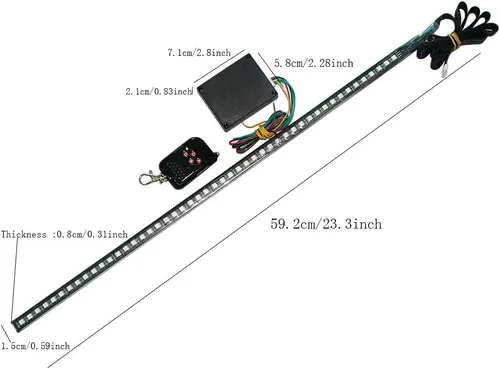 Vista 3 de YSY 1 Unidades de 23.3 pulgadas RGB Knight Rider luces 48 5050 SMD Scanning Knight Rider Barra de Luz Tira W/Control Remoto Señal de Giro Tercera