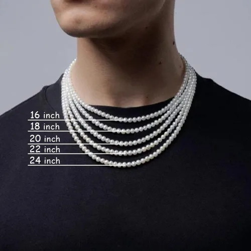 Vista 4 de Collar de perlas para hombre, collar redondo de perlas blancas para mujer, collar de perlas para hombre, collar de perlas, gargantilla, regalo