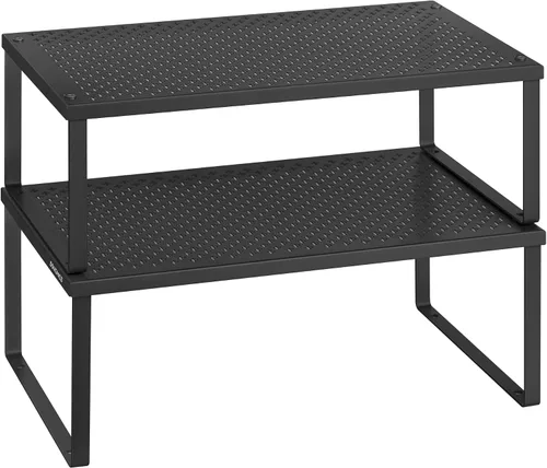 Vista 8 de SONGMICS Estante para especias, juego de 2 organizadores de estantes de metal para gabinetes, organizadores de encimera, elevadores de estantes
