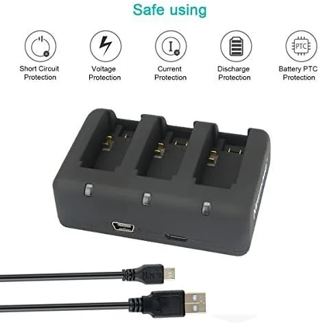 Vista 6 de Newmowa Batería de repuesto AHDBT-302 de 1300 mAh (paquete de 3) y cargador rápido de 3 canales para GoPro Hero 3, GoPro Hero 3+, AHDBT-301