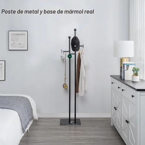 Vista 2 de JIAYUEJU Perchero de pie con base de mármol y 8 ganchos, perchero resistente para entrada, dormitorio, sala de estar, hotel, 14.96 x 10.24 x 68.9 A