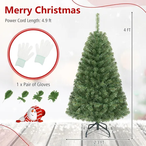 Vista 9 de HAPPYGRILL Árbol de Navidad artificial preiluminado de 4 pies con 296