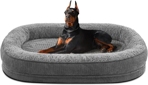 Vista 28 de JOEJOY Cama ortopédica para perros medianos, cama para mascotas de espuma viscoelástica con laterales de refuerzo, forro impermeable, funda