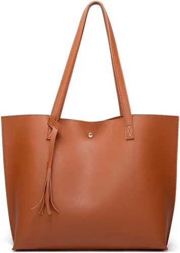 Vista 29 de Dreubea - Bolsa de hombro y de mano de piel sintética suave para mujer, con borla, de gran capacidad