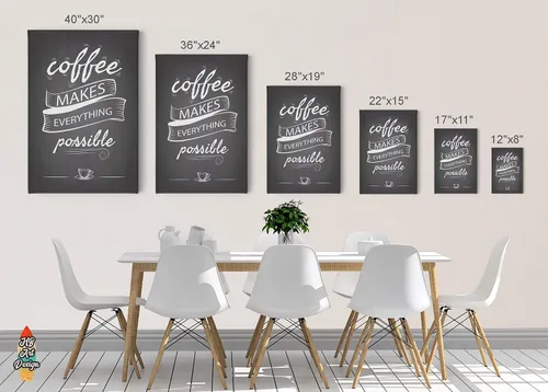 Vista 4 de HB Art Design Coffee Makes Everything Possible and But First Coffee - Juego de 2 paneles de impresión en lienzo, arte de pared, decoración