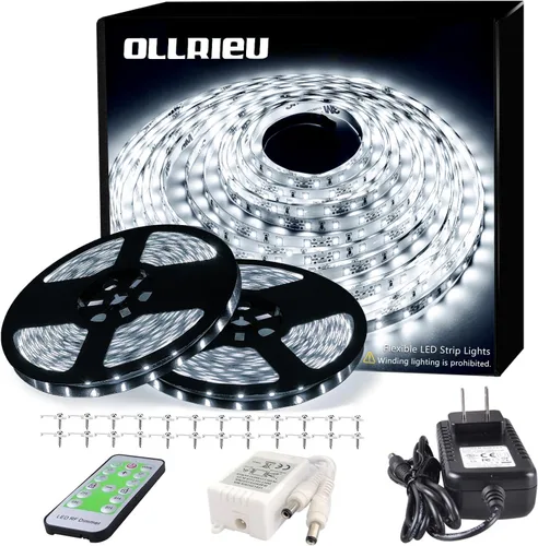 Vista 9 de Tira de luces LED de 10 pies, 12 V, 6000 K, regulable, color blanco