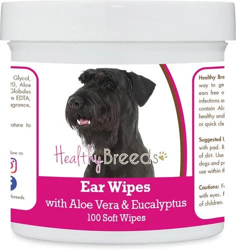 Vista 141 de Healthy Breeds Affenpinscher Toallitas de limpieza de oídos con aloe y eucalipto para perros, 100