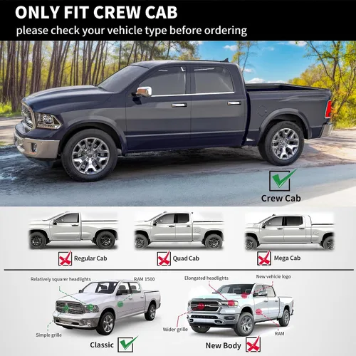 Vista 2 de YITAMOTOR Estribos compatibles con Ram 1500 Crew Cab 2009-2018