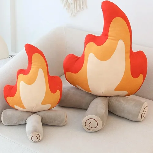 Vista 7 de Divertido peluche de fogata, almohada falsa de 17.7 pulgadas, muñeca de fuego de dibujos animados de peluche suave, juguete de peluche de fogata