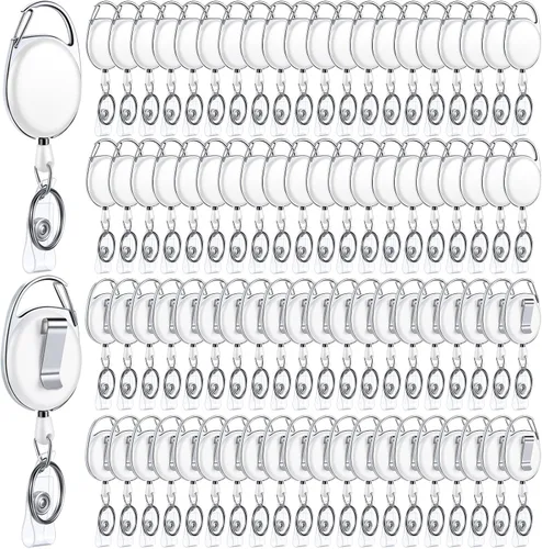 Vista 16 de Yaomiao Paquete de 100 carretes retráctiles para tarjetas de identificación con clips, carretes resistentes para tarjetas de identificación, a