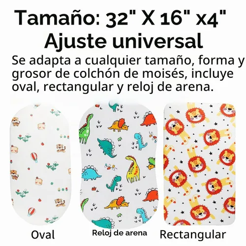 Vista 4 de Onacosht Juego de Sábanas de Moisés de 3 Piezas para Bebé Niño, Sábana Bajera Ajustable de Jersey Punto Suave Elástico Universal para Colchón