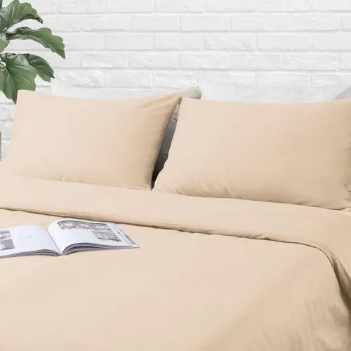 Vista 6 de Juego de 2 protectores de almohada estándar, 100% algodón egipcio con cremallera, 400 hilos, tejido satinado, algodón, color beige, fundas