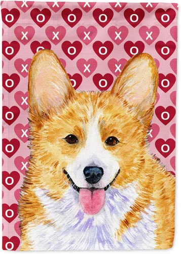 Vista 340 de Caroline's Treasures SS4484GF Bandera de jardín con diseño de bulldog inglés y corazones para el Día de San Valentín, bandera decorativa para patio
