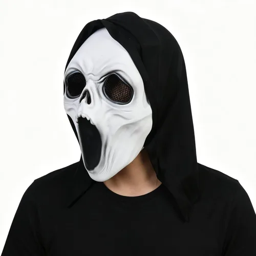 Vista 3 de HOTTERCOS Máscara de fantasma de calavera aterradora de Halloween