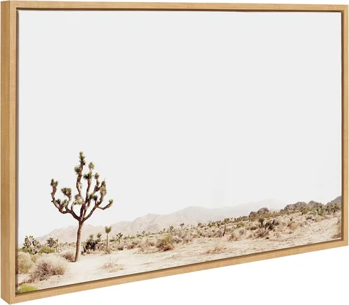 Vista 5 de Kate and Laurel Sylvie Lone Joshua Tree - Lienzo enmarcado para pared, diseño de Amy Peterson Art Studio, 18 x 40 pulgadas, natural, arte decorativo