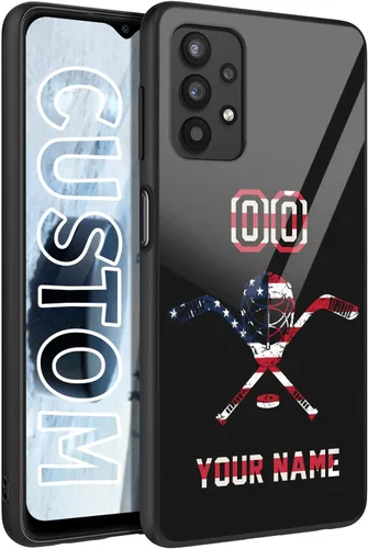 Vista 22 de Personalized Ice Hockey vs Name Number US Flag Decor Rubber Cover Phone Case for Galaxy America Fire